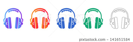 Hearing Protection Earmuffs Vector Icon Set Hearing Protection Earmuffs Vector Icon Set 141651584