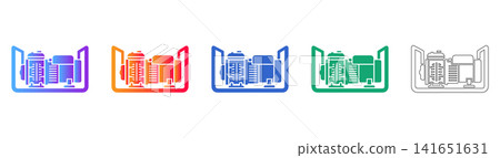 Industrial Power Generator Vector Icons Industrial Power Generator Vector Icons 141651631