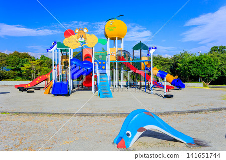 The children's play area and colorful large multi-purpose playground equipment at Banshogaoka Park (Akune City) The children's play area and colorful large multi-purpose playground equipment at Banshogaoka Park (Akune City) 141651744