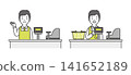 A male store clerk serving customers at the register. 141652189