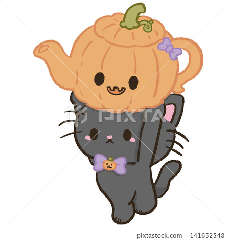 Cute Kawaii Pumpkin Teapot with Smiling Jack O Lantern Face Halloween Tea Party Pastel Clipart Illustration Cute Kawaii Pumpkin Teapot with Smiling Jack O Lantern Face Halloween Tea Party Pastel Clipart Illustration 141652548