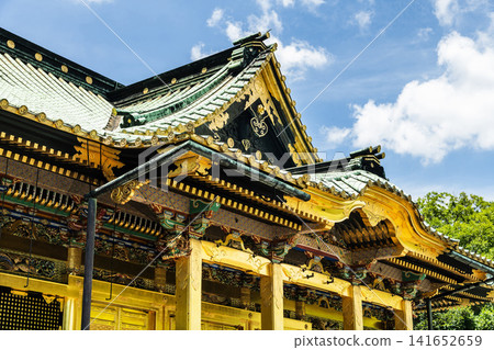 Building view of the honden at Tosho-gu in Ueno Park, Taito, Tokyo, Japan. This shrine enshrines Tokugawa Ieyasu, the first shogun of the Edo shogunate. Building view of the honden at Tosho-gu in Ueno Park, Taito, Tokyo, Japan. This shrine enshrines Tokugawa Ieyasu, the first shogun of the Edo shogunate. 141652659