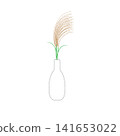 A simple illustration of pampas grass in a vase. 141653022
