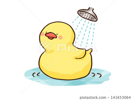 A duckling enjoying a shower. A duckling enjoying a shower. 141653064