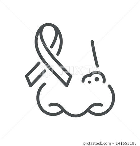 Basal cell carcinoma line icon. Skin cancer awareness ribbon and malignant skin lesion. Editable stroke vector illustration.basal cell carcinoma, skin cancer, carcinoma, bcc, basalioma, icon, basal ce Basal cell carcinoma line icon. Skin cancer awareness ribbon and malignant skin lesion. Editable stroke vector illustration.basal cell carcinoma, skin cancer, carcinoma, bcc, basalioma, icon, basal ce 141653193