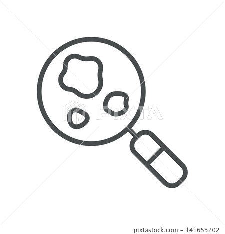 Mole check line icon. Magnifying glass examining skin lesions for melanoma screening. Editable stroke vector illustration. Mole check line icon. Magnifying glass examining skin lesions for melanoma screening. Editable stroke vector illustration. 141653202