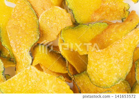 Crispy fried pumpkin thai texture background Crispy fried pumpkin thai texture background 141653572