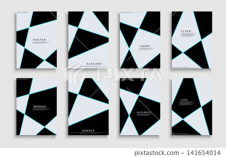 Collection of modern business poster designs with futuristic neon cyan lines. Geometric corporate brochure covers and creative abstract presentation templates set for trendy layout vector Collection of modern business poster designs with futuristic neon cyan lines. Geometric corporate brochure covers and creative abstract presentation templates set for trendy layout vector 141654014