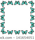 Elegant butterfly frame with vibrant turquoise butterflies forming a decorative border and spacious copy area 141654051