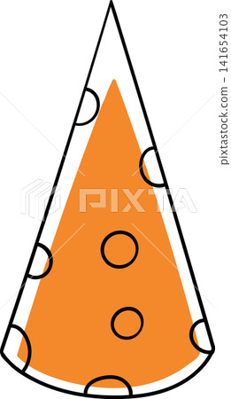Yellow conical cap with patterns in line illustration 141654103