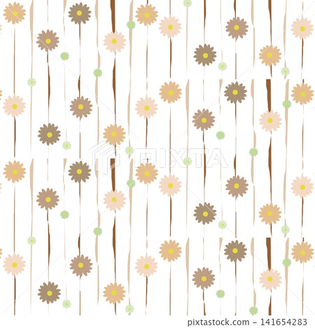 Pastel daisy flower seamless pattern on white background, vintage floral border wallpaper vector Pastel daisy flower seamless pattern on white background, vintage floral border wallpaper vector 141654283