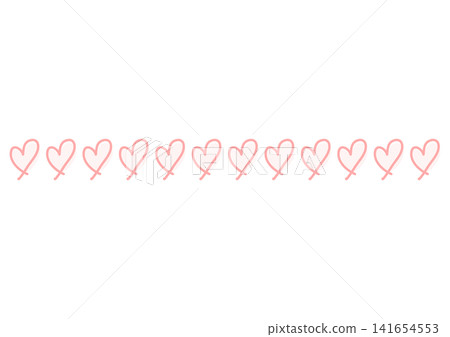 Hand-drawn style pink heart, cute line, dividing line, border, divider Hand-drawn style pink heart, cute line, dividing line, border, divider 141654553