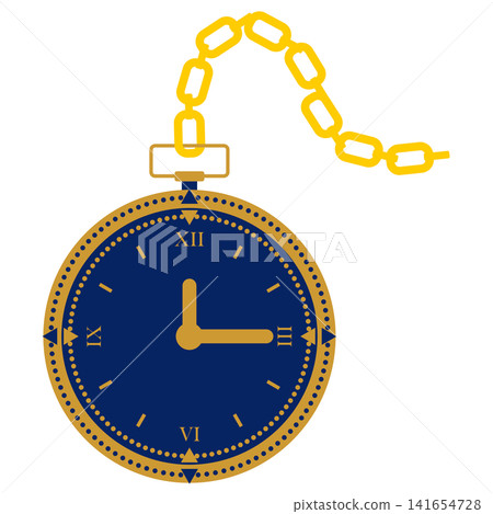Pocket Watch Clock with Gold Chain Icon Vector, Vintage Time Symbol Illustration Pocket Watch Clock with Gold Chain Icon Vector, Vintage Time Symbol Illustration 141654728
