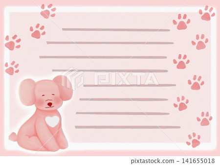 Cute pink dog and paw print letter paper (with a gorgeous message card frame) Cute pink dog and paw print letter paper (with a gorgeous message card frame) 141655018
