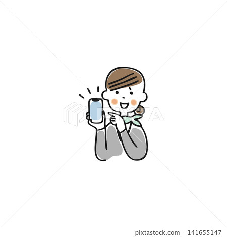 一位年輕女子指著她的智慧型手機螢幕。 (工作人員,單獨拍攝) 一位年輕女子指著她的智慧型手機螢幕。 (工作人員,單獨拍攝) 141655147