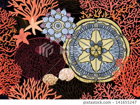 Colorful seamless marine pattern with corals Colorful seamless marine pattern with corals 141655247