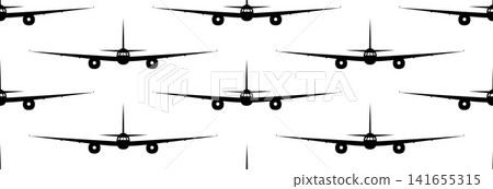 Seamless pattern with front view of airplane. Seamless pattern with front view of airplane. 141655315