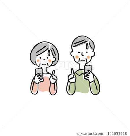 老年男女使用智慧型手機遇到困難(單人) 老年男女使用智慧型手機遇到困難(單人) 141655318