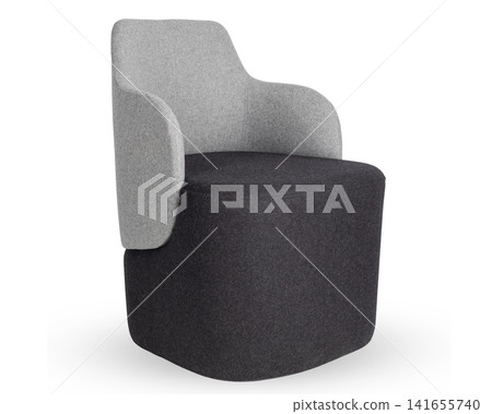 Modern Grey Upholstered Armchair Side Angle Modern Grey Upholstered Armchair Side Angle 141655740