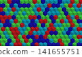 Abstract geometric background with a pattern of colorful isometric cubes in red blue green and cyan. 141655751