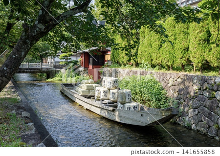 A Takase boat recreated at Ichino-funairi on the Takase River in Kyoto Prefecture. A Takase boat recreated at Ichino-funairi on the Takase River in Kyoto Prefecture. 141655858