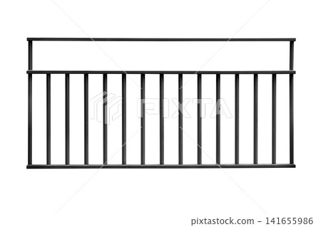 Black steel fence isolated on white background Black steel fence isolated on white background 141655986