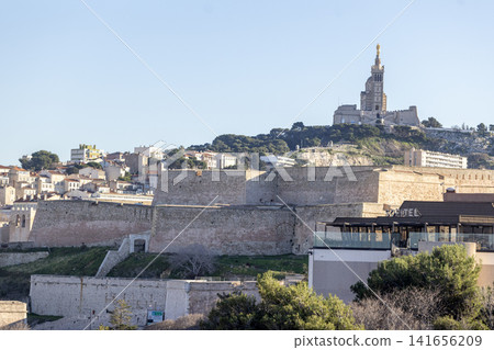 The Golden Guardian Above Marseille Ancient Fortress The Golden Guardian Above Marseille Ancient Fortress 141656209