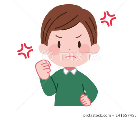 An illustration of a young man with an angry expression, clenching his fist. An illustration of a young man with an angry expression, clenching his fist. 141657453