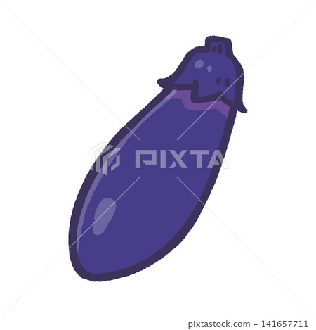 中等大小茄子的彩色插圖 141657711