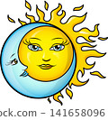 Sun and Moon Hug. vector cartoon Sun and Moon Hug. vector cartoon 141658096