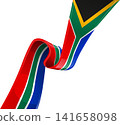 South african flag ribbon on white background South african flag ribbon on white background 141658098