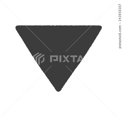 Roughly hand-drawn black triangle with rounded corners - Simple and stylish frame and embellishment illustration with a downward-pointing arrow. Roughly hand-drawn black triangle with rounded corners - Simple and stylish frame and embellishment illustration with a downward-pointing arrow. 141658107