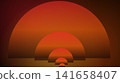 Abstract background with concentric red and orange semi circles creating a depth effect. 141658407