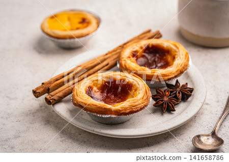 Portuguese custard tarts or Pastel de Nata Portuguese custard tarts or Pastel de Nata 141658786