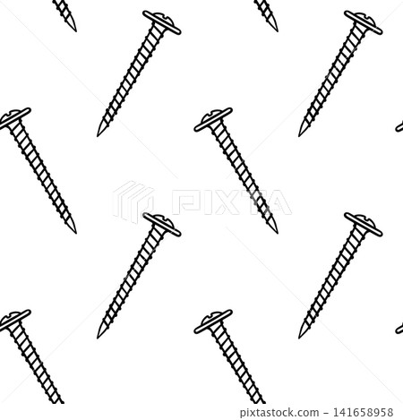 Seamless vector pattern of self-tapping screw in black and white doodle style. Simple illustration of screw for gift wrap and fabric prints Seamless vector pattern of self-tapping screw in black and white doodle style. Simple illustration of screw for gift wrap and fabric prints 141658958