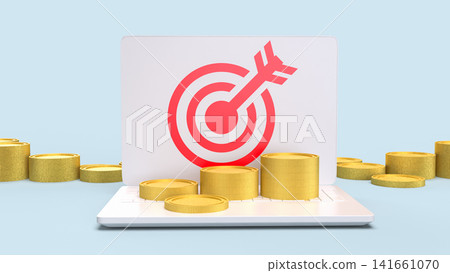 Financial Success Target With Gold Coins and Digital Growth 3d render. 141661070