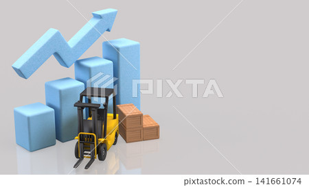 Industrial Logistics Growth with Forklift and Cargo Boxes 3d render. Industrial Logistics Growth with Forklift and Cargo Boxes 3d render. 141661074