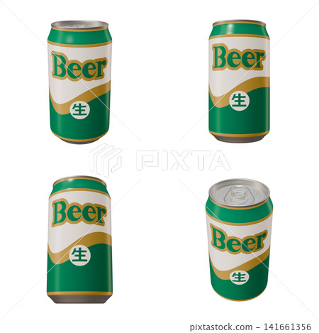 Illustration material of a canned beverage: Canned beer, 350ml (1), set of four cuts. Illustration material of a canned beverage: Canned beer, 350ml (1), set of four cuts. 141661356