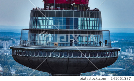 Close Up of Vilnius Television Tower with Observation Deck Close Up of Vilnius Television Tower with Observation Deck 141661587