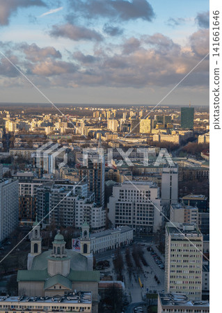 Panoramic View of Warsaw with Church of All Saints in Foreground 141661646