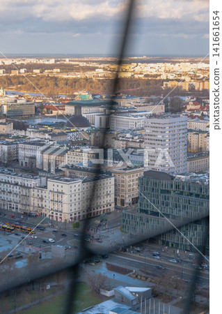 Elevated View of Warsaw City Center with Historic and Modern Buildings Elevated View of Warsaw City Center with Historic and Modern Buildings 141661654