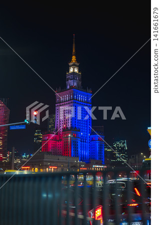 Palace of Culture and Science Illuminated at Night in Warsaw, Poland Palace of Culture and Science Illuminated at Night in Warsaw, Poland 141661679