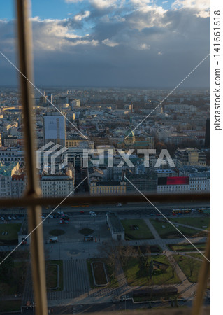 View of Warsaw from the Palace of Culture with Urban Landmarks 141661818