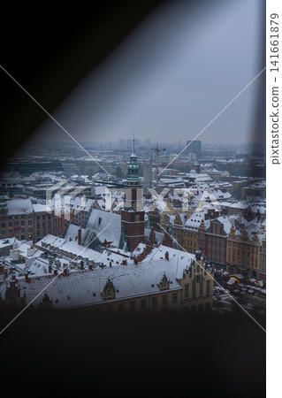 Aerial winter view of Wroclaw Old Town Hall and Market Square Aerial winter view of Wroclaw Old Town Hall and Market Square 141661879