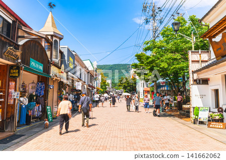 The main street of Old Karuizawa: Old Karuizawa Ginza Street in mid-summer The main street of Old Karuizawa: Old Karuizawa Ginza Street in mid-summer 141662062