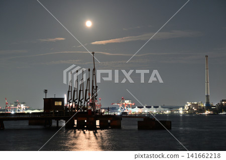 Industrial area and full moon Industrial area and full moon 141662218