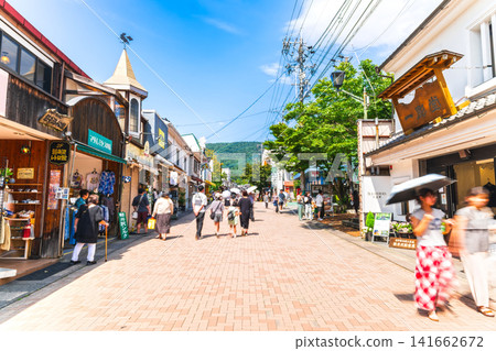The main street of Old Karuizawa: Old Karuizawa Ginza Street in mid-summer The main street of Old Karuizawa: Old Karuizawa Ginza Street in mid-summer 141662672