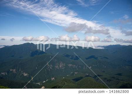從北海道大雪山國立公園黑岳附近看到的層雲峽山景。 141662800