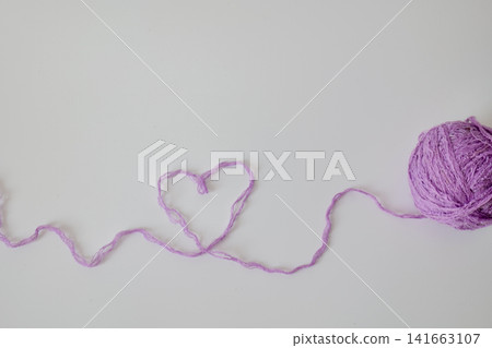 Purple Yarn Ball with Heart Shaped Thread Purple Yarn Ball with Heart Shaped Thread 141663107