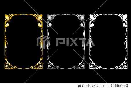 Art Nouveau style frame set. Gold, silver, and white. Set. (A-size) Art Nouveau style frame set. Gold, silver, and white. Set. (A-size) 141663260